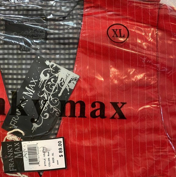 XL Franky Max - Men’s Casual Vest Embroidered Front & Back Red - Picture 7 of 10